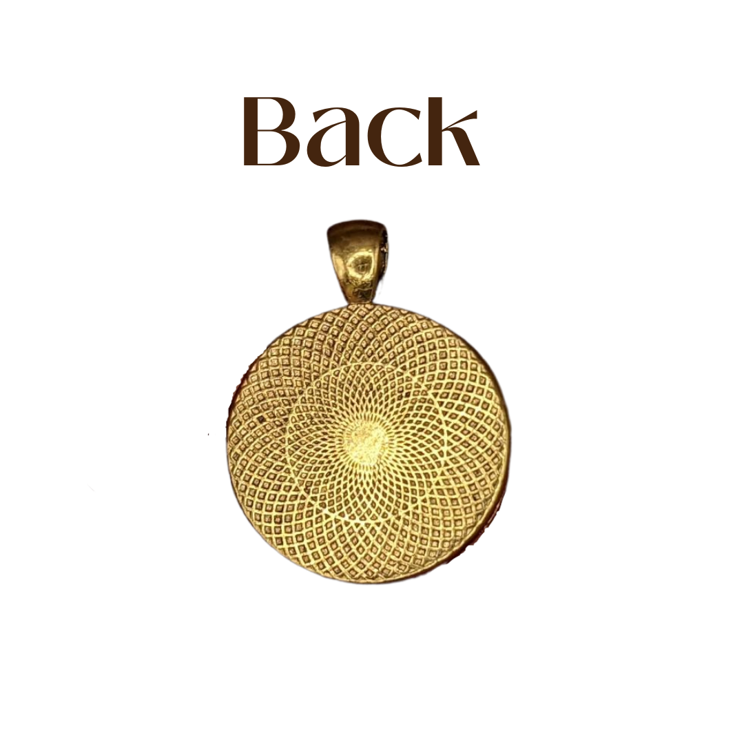 Agate Necklace with Bronze Sacred Geometry Frame
